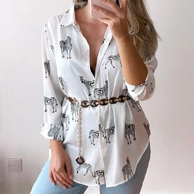 Zebra Print Satin Blouse