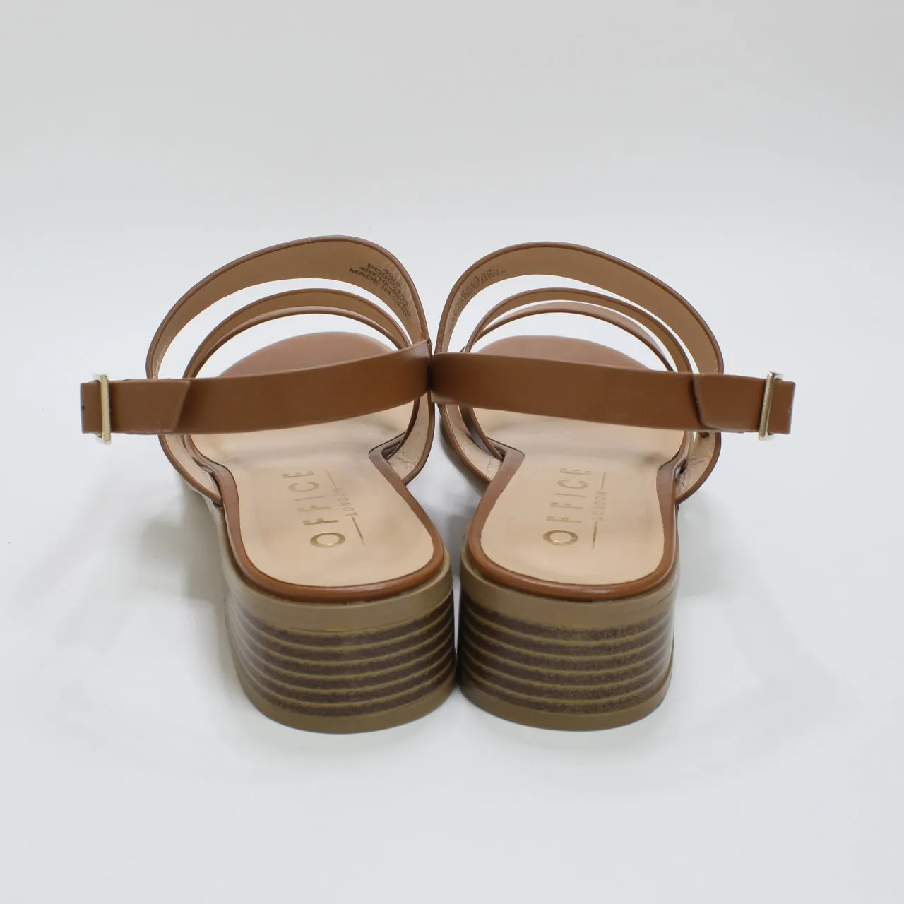 Ladies Tan Low Block Heel Sandals