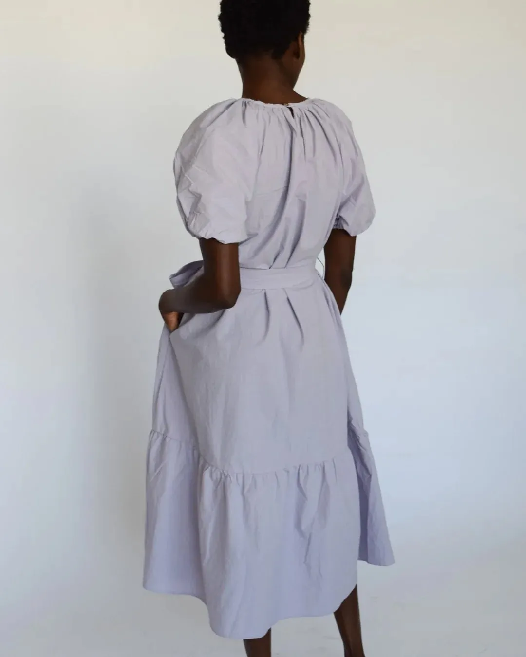 Lavender Poplin Dress with Gathered Neck named Never A Wallflower