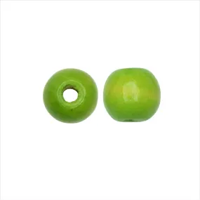 Lime Green Dyed Wood Beads, Smooth Large Hole Round 12mm (25 Pieces)