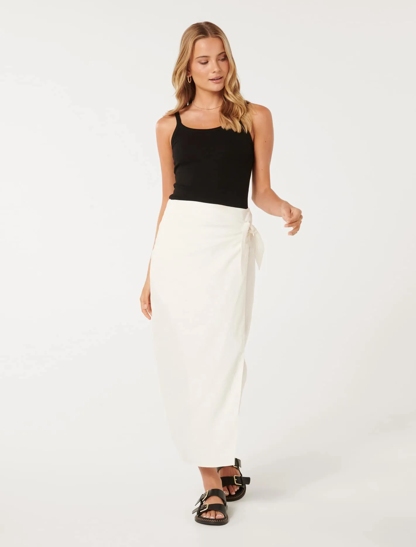 Stylish Linen Midi Skirt