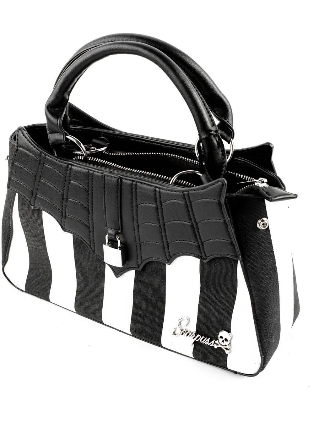 Locked Out Striped Bag Black White