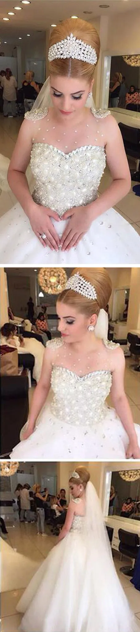 Luxury Rhinestone Ball Gown Wedding Dress