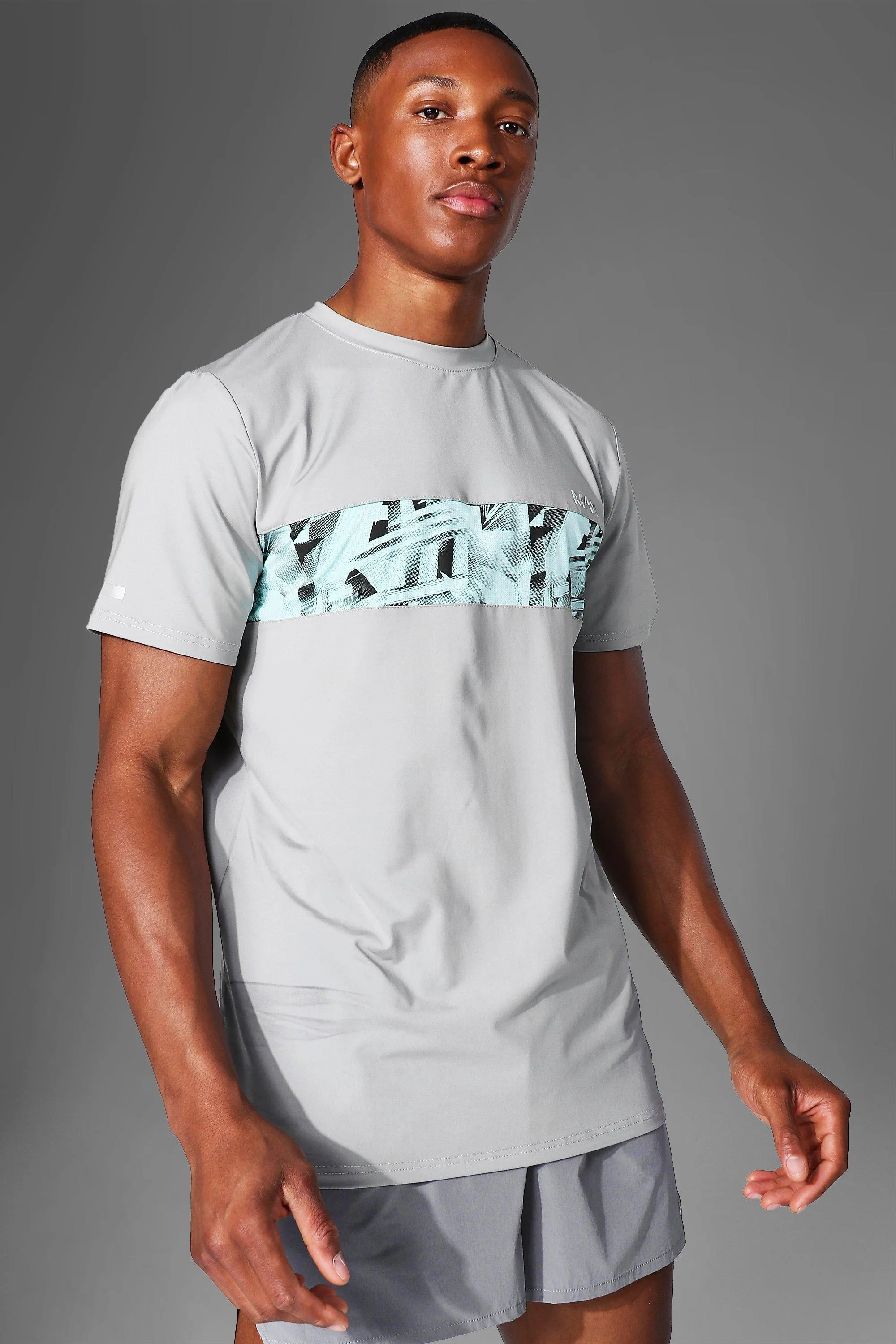 Man Active Abstract Panel T Shirt