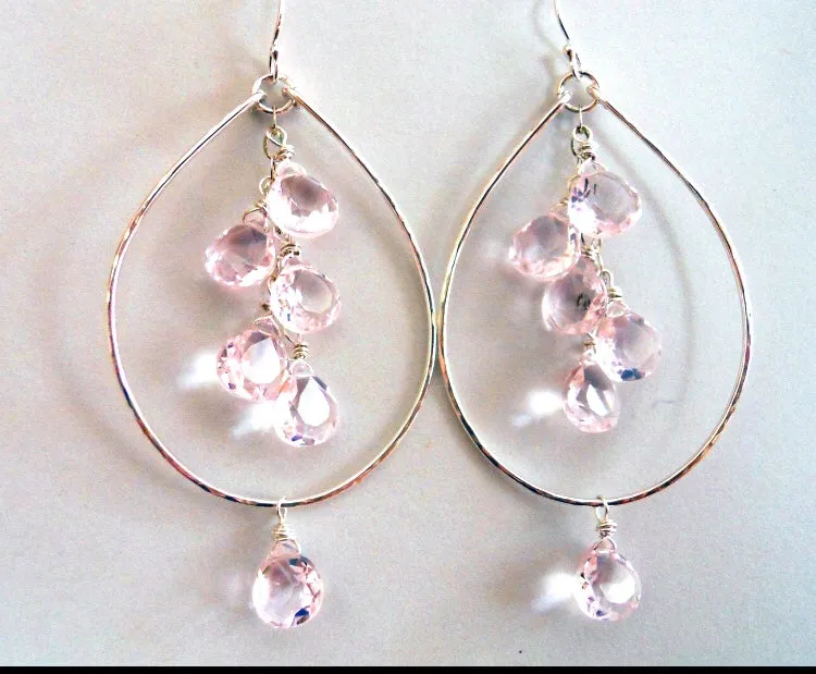 Pink Diamond Double Decker Hoops