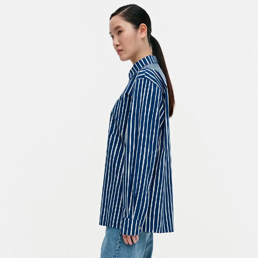 Unisex Cotton Long Sleeves with Stripes for Casual Office Style by marimekko