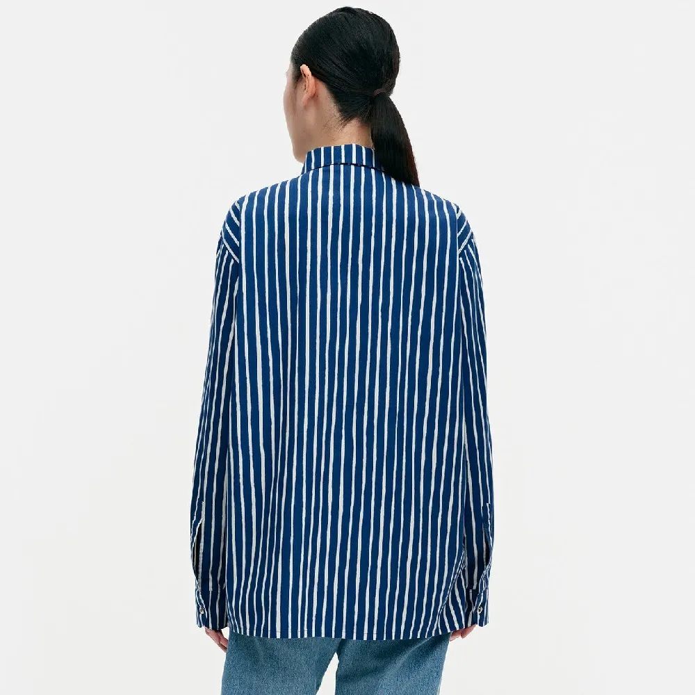 Unisex Cotton Long Sleeves with Stripes for Casual Office Style by marimekko