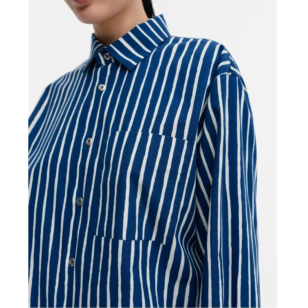 Unisex Cotton Long Sleeves with Stripes for Casual Office Style by marimekko