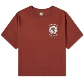 Maroon & White Sporty Rich Hotel Cropped T-Shirt