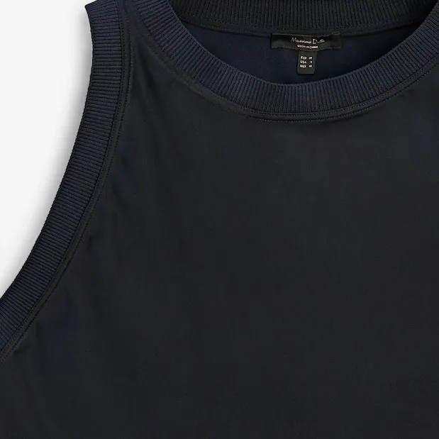 Massimo Dutti Ribbed Detail Satin Top