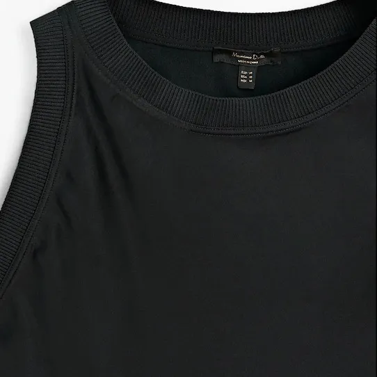 Massimo Dutti Ribbed Detail Satin Top