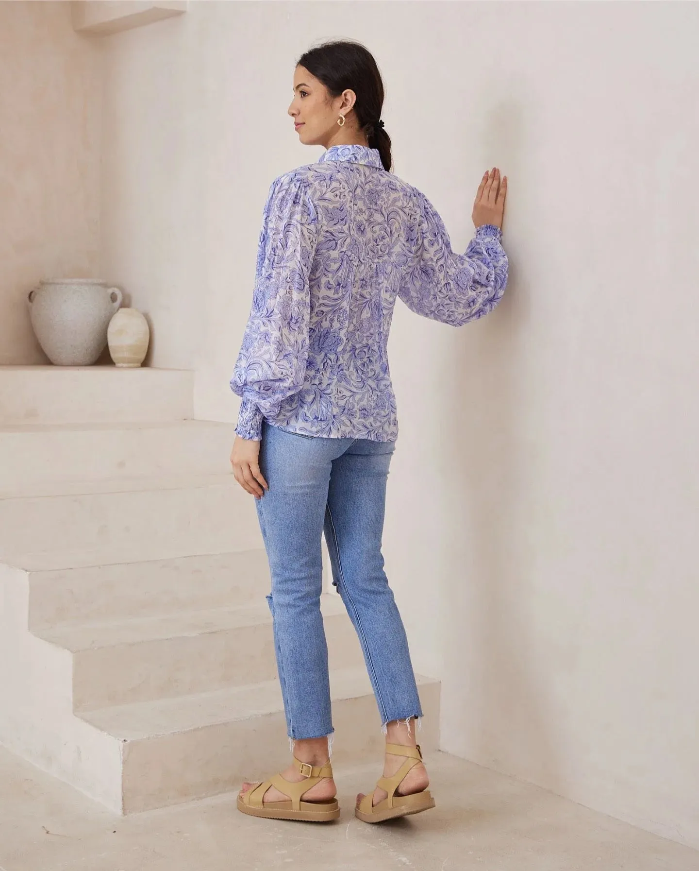 Maya Bohemian Blouse Lavender Hues