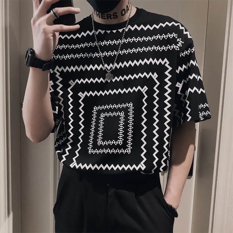 Men's Geometric Print Short Sleeve T-Shirt