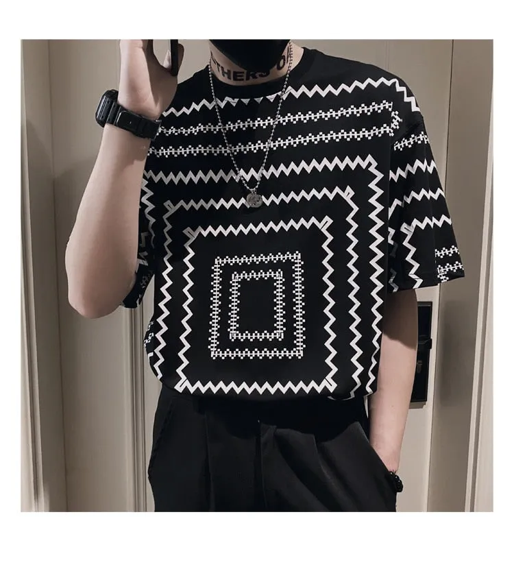 Men's Geometric Print Short Sleeve T-Shirt