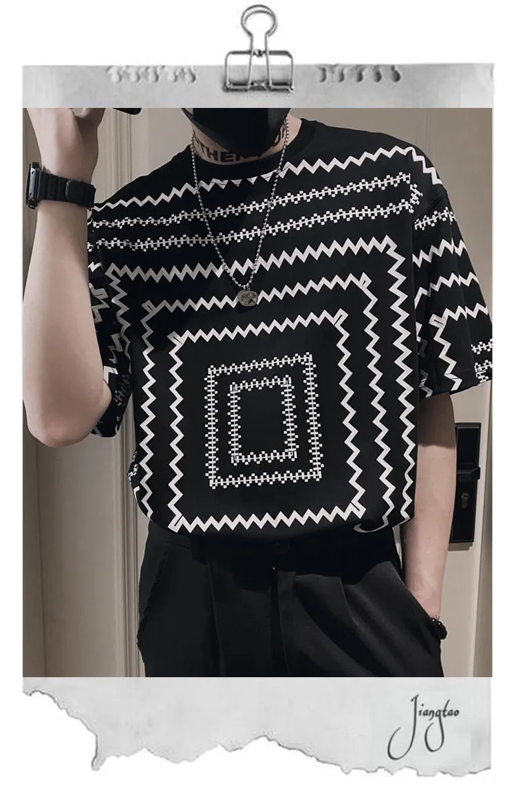 Men's Geometric Print Short Sleeve T-Shirt