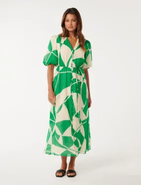 Puff Sleeve Midi Dress