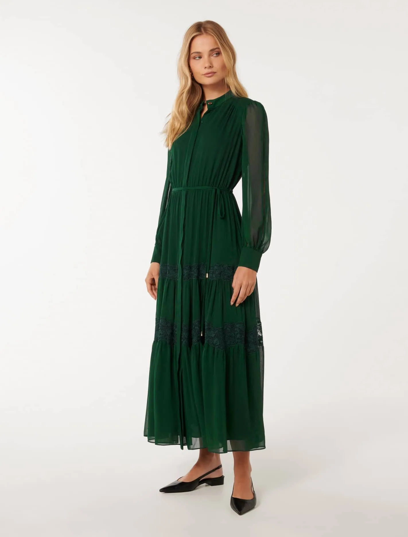 Trim Detail Midi Dress