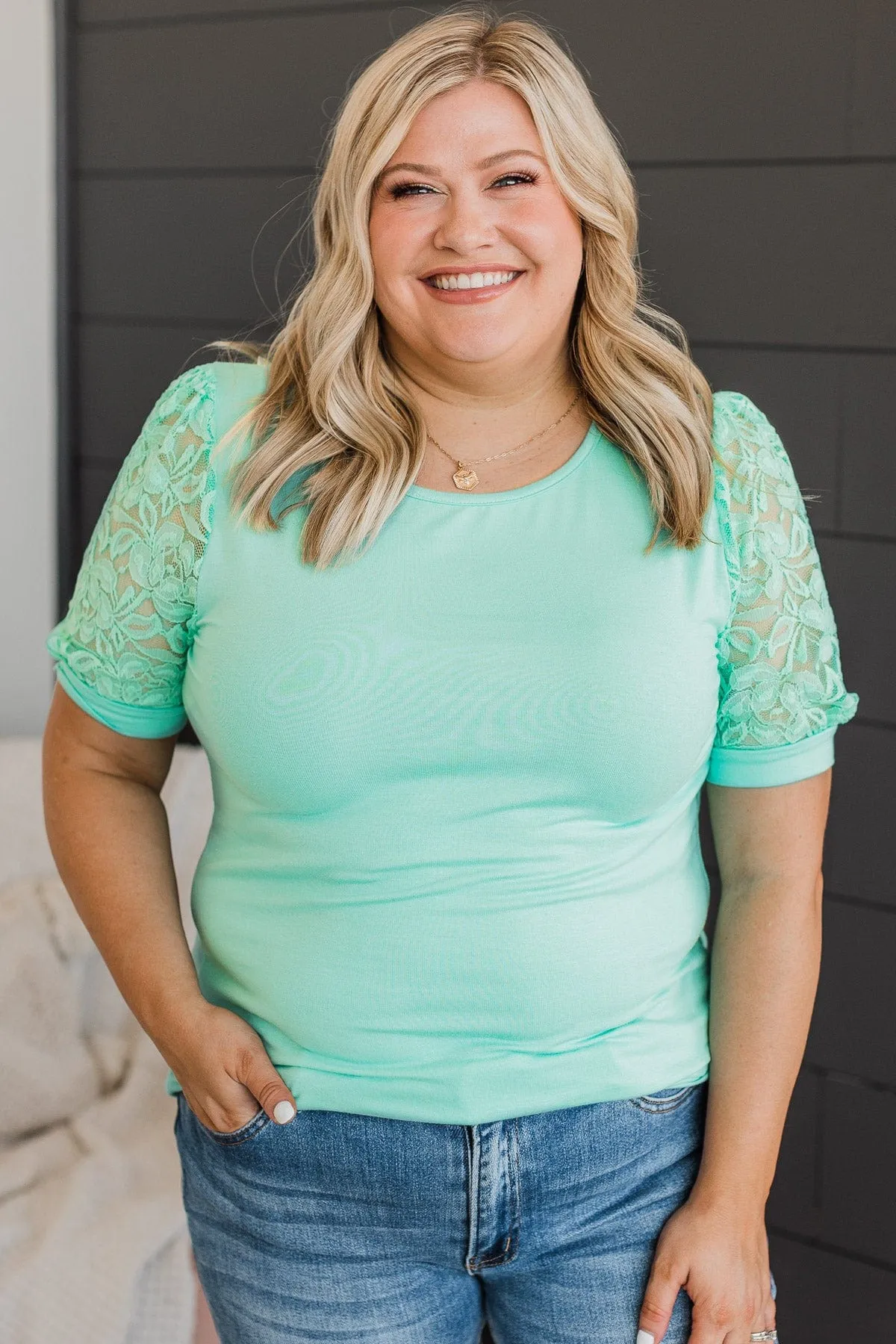 Mint Blue Puff Sleeve Top