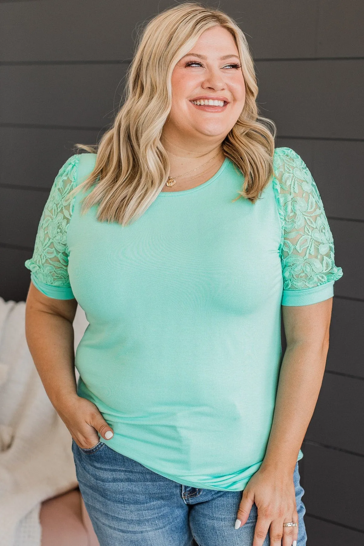 Mint Blue Puff Sleeve Top