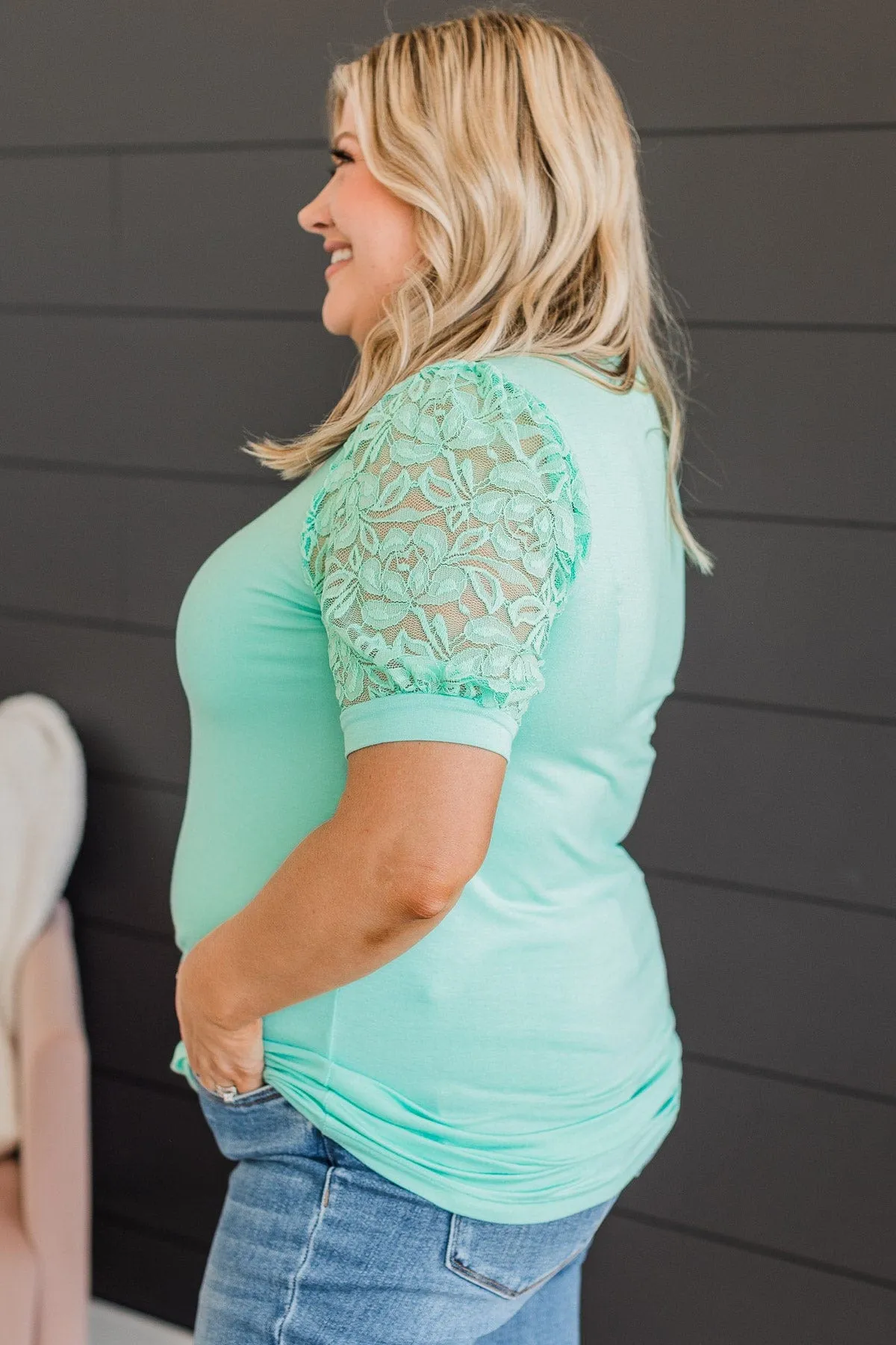 Mint Blue Puff Sleeve Top