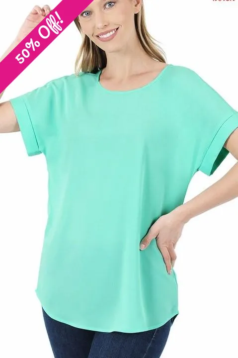 Mint Boat Neck Top with Brilliant Design