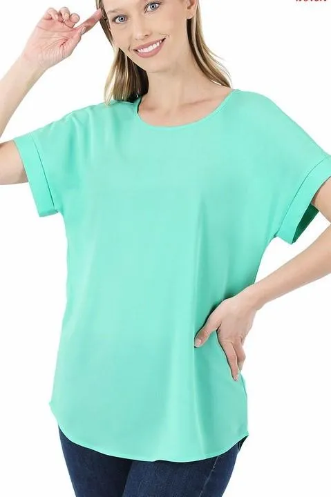 Mint Boat Neck Top with Brilliant Design