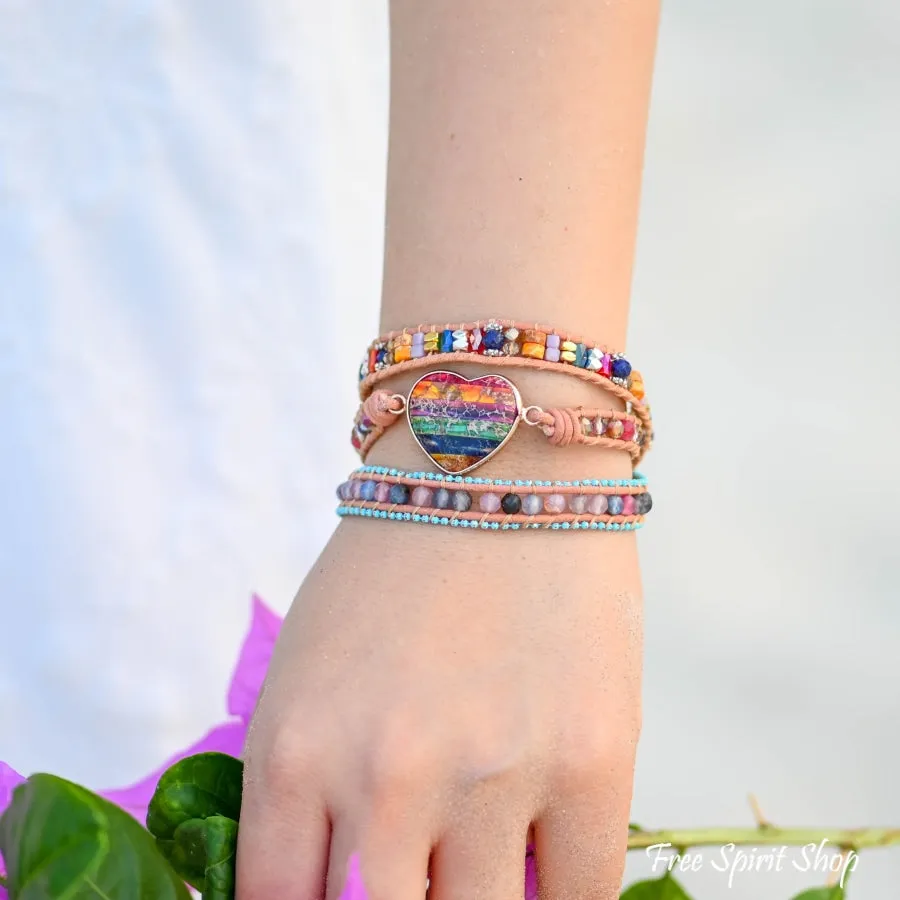 Multicolor Love Beaded Wrap Bracelet