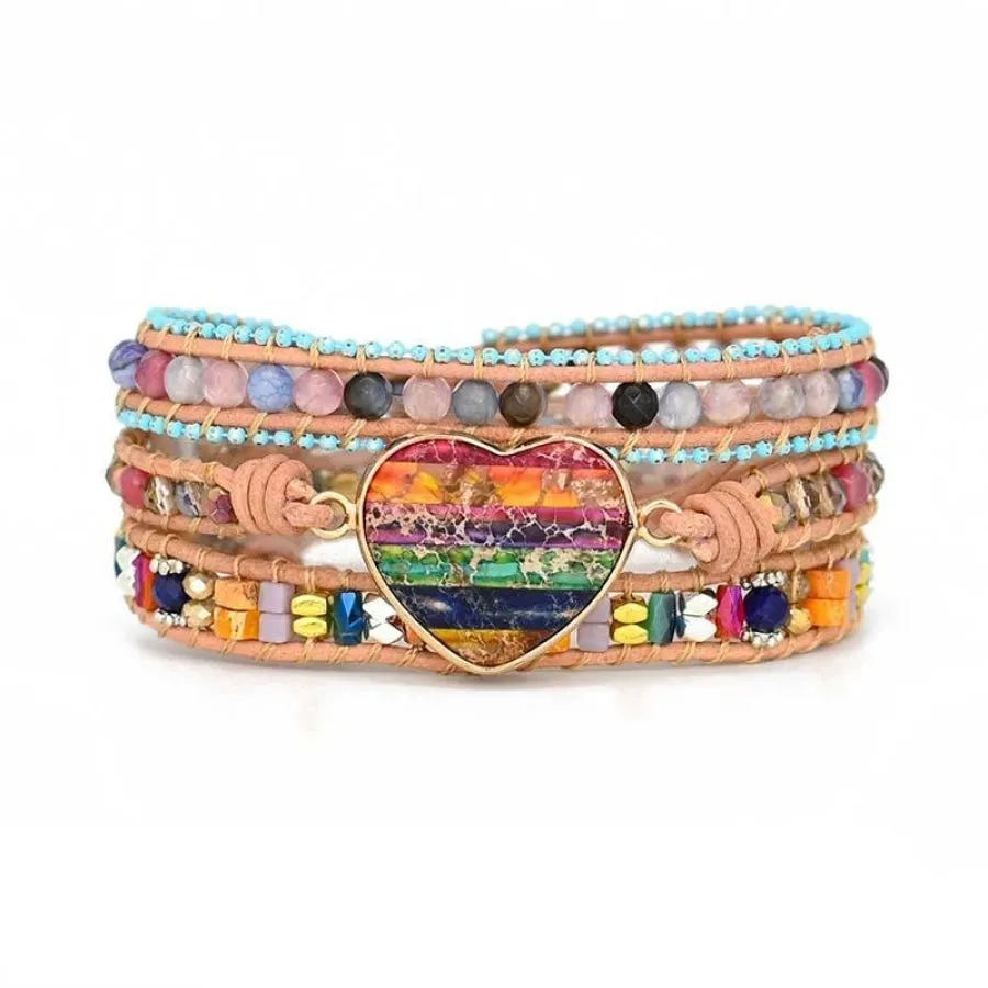 Multicolor Love Beaded Wrap Bracelet