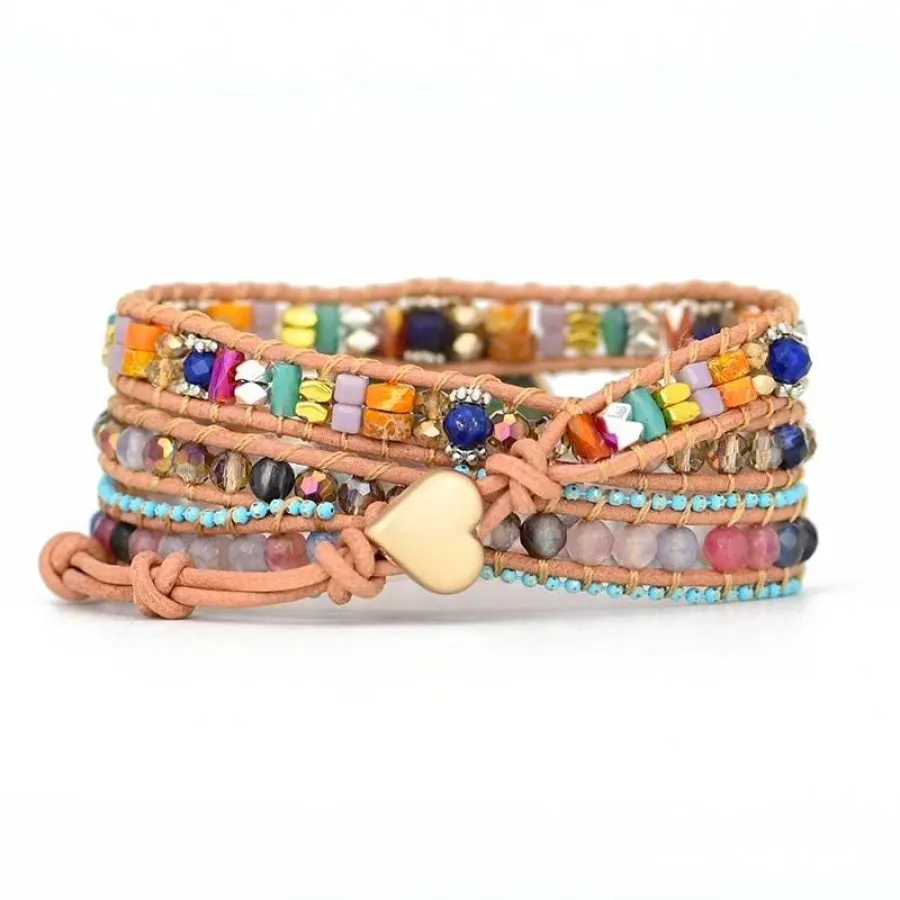 Multicolor Love Beaded Wrap Bracelet