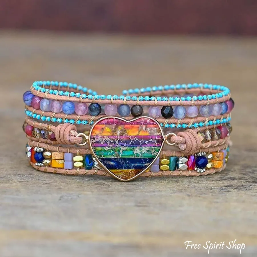 Multicolor Love Beaded Wrap Bracelet