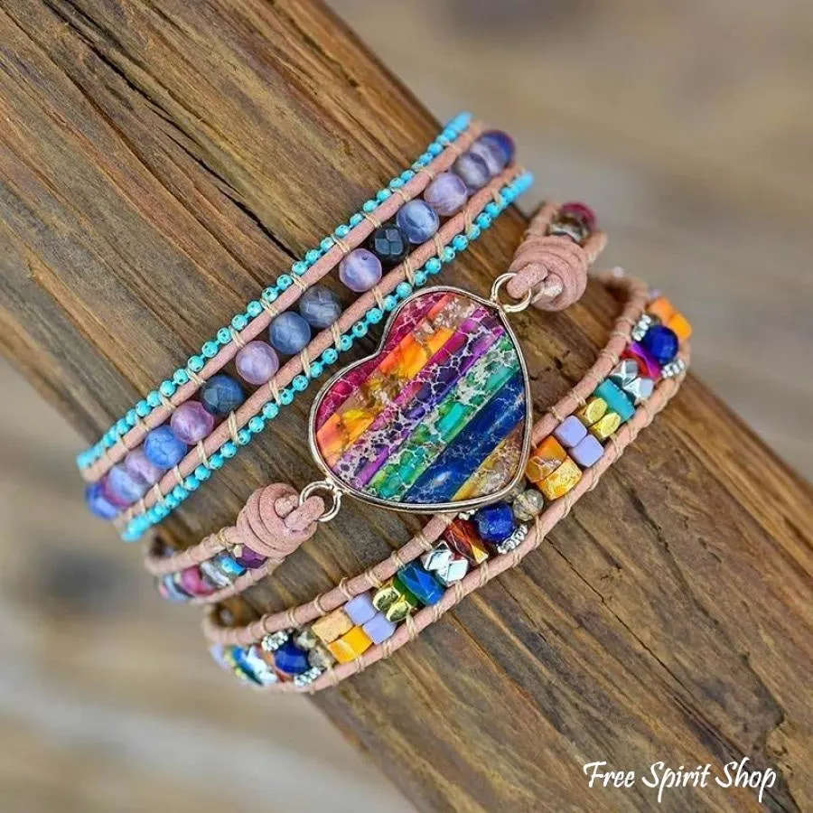 Multicolor Love Beaded Wrap Bracelet