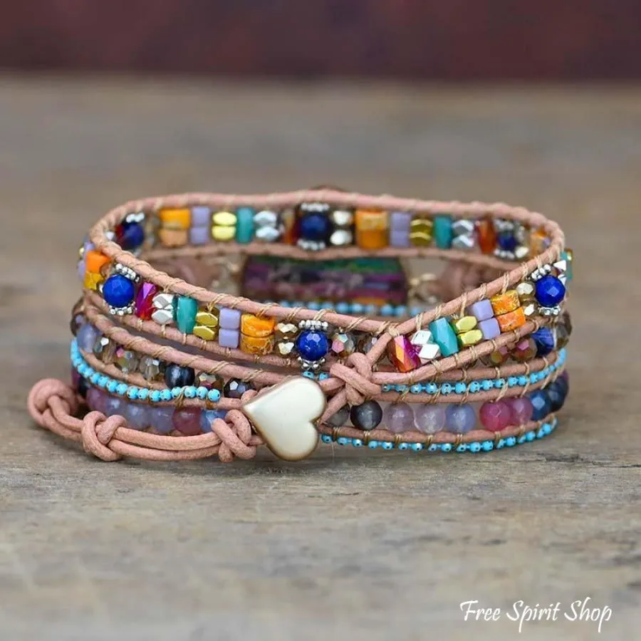 Multicolor Love Beaded Wrap Bracelet