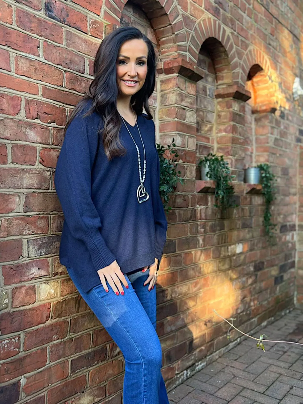 Navy Premium V Neck Knit Cece