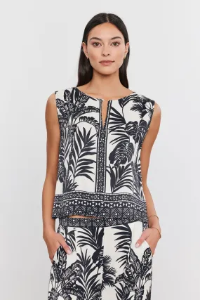 NEVA06 PALM PRINT SLEEVELESS TOP