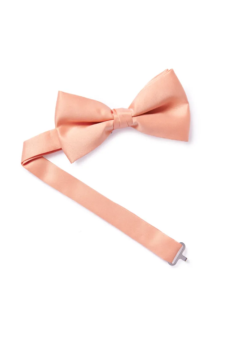 Nude Pink Satin Bow Tie