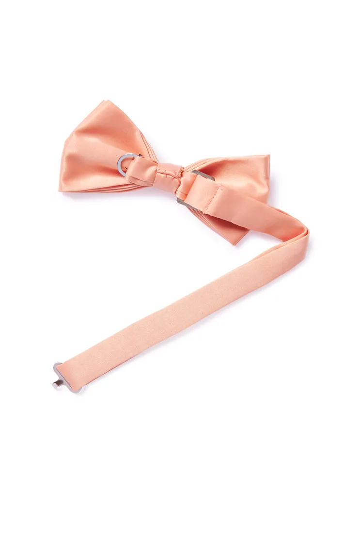 Nude Pink Satin Bow Tie