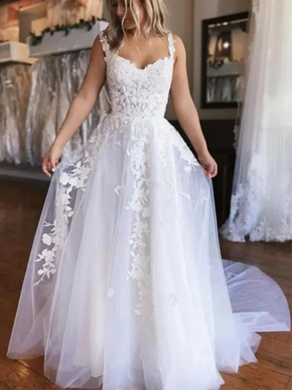 Elegant Off-Shoulder White Wedding Gown