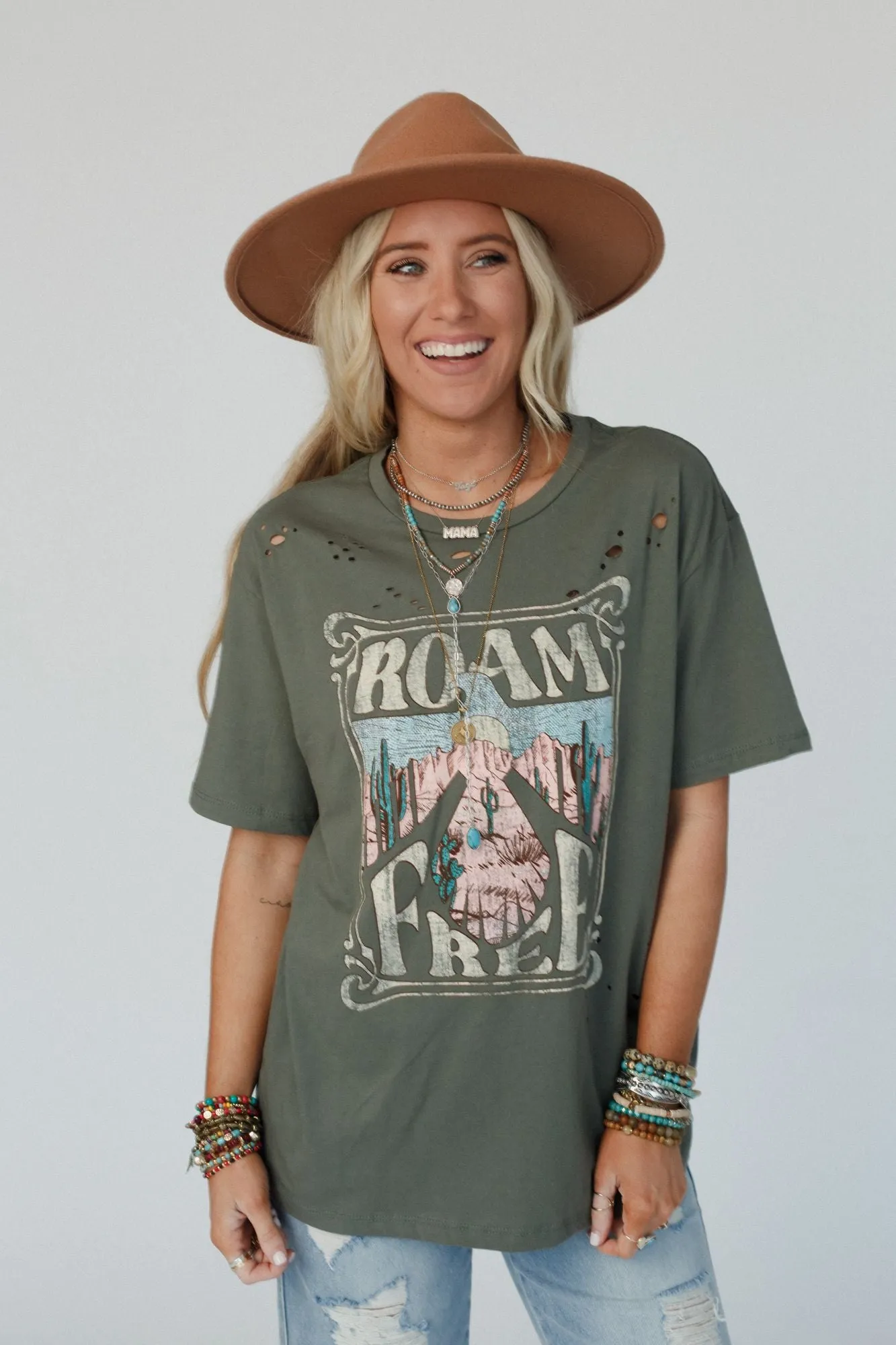 Olive Roam Free Tee