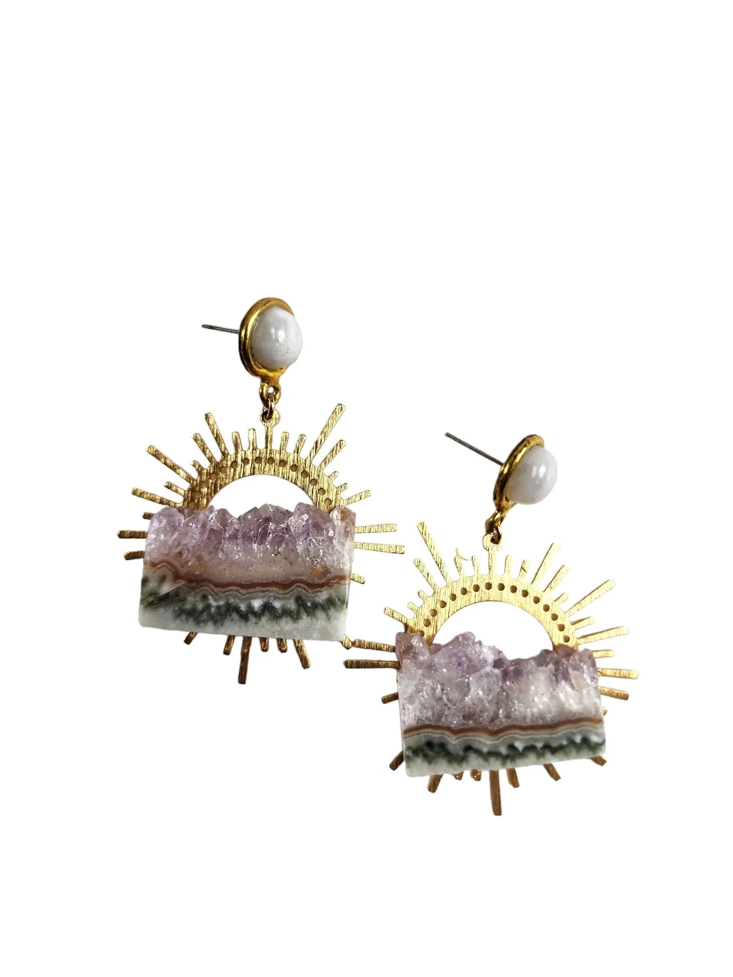 Earring Collection featuring Amethyst Stalactite Design