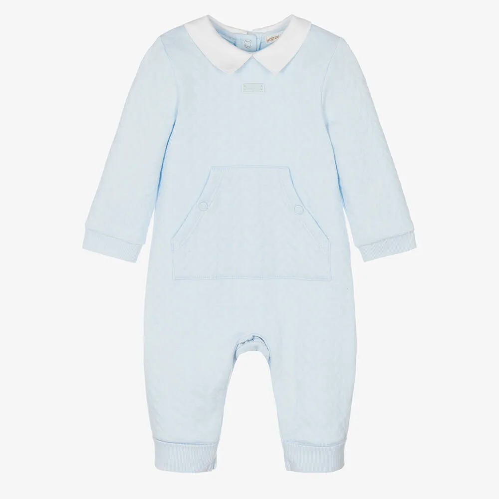 Pale Blue Quilted Babygrow