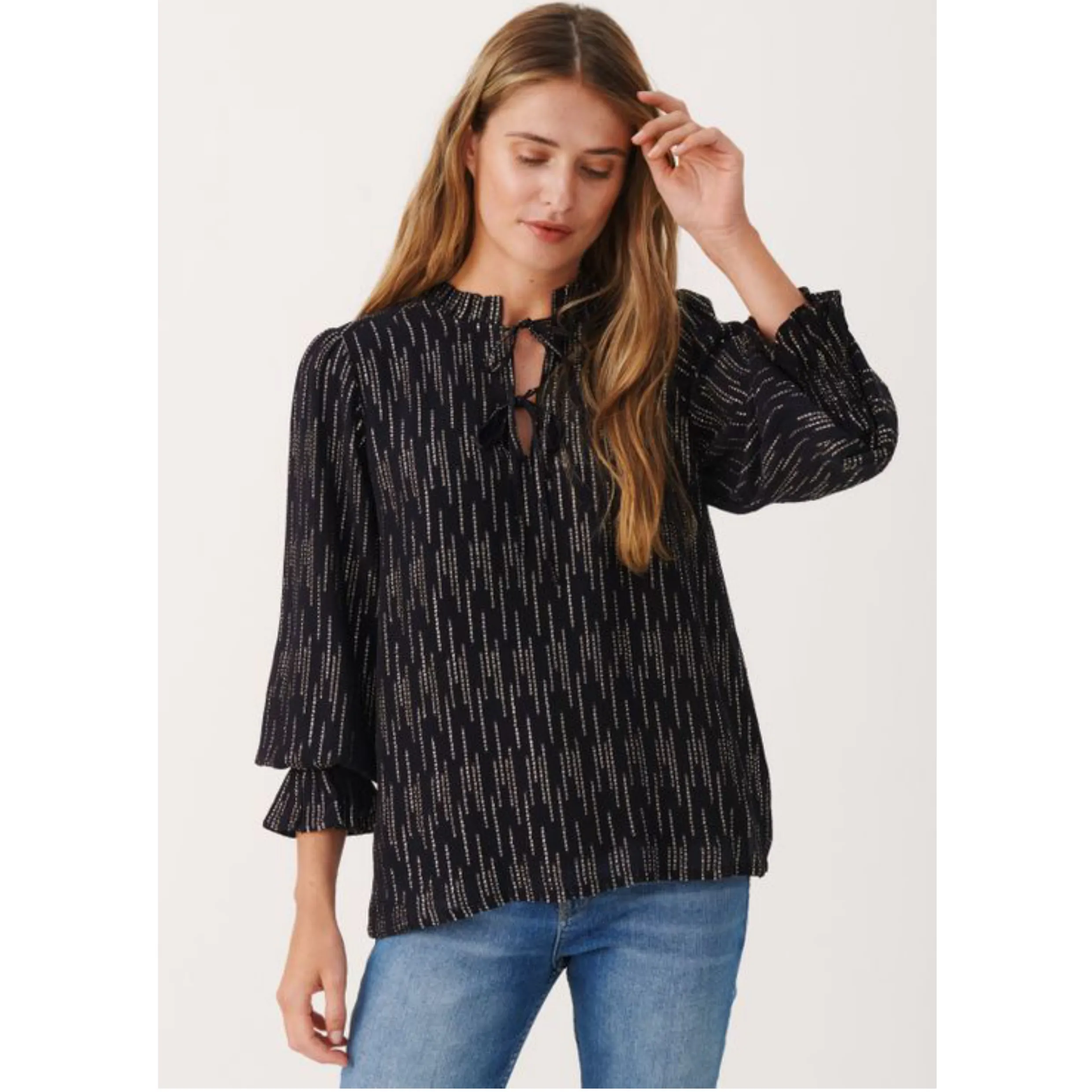 Part Two Tonika Sparkle Blouse  in Dark Navy 7742