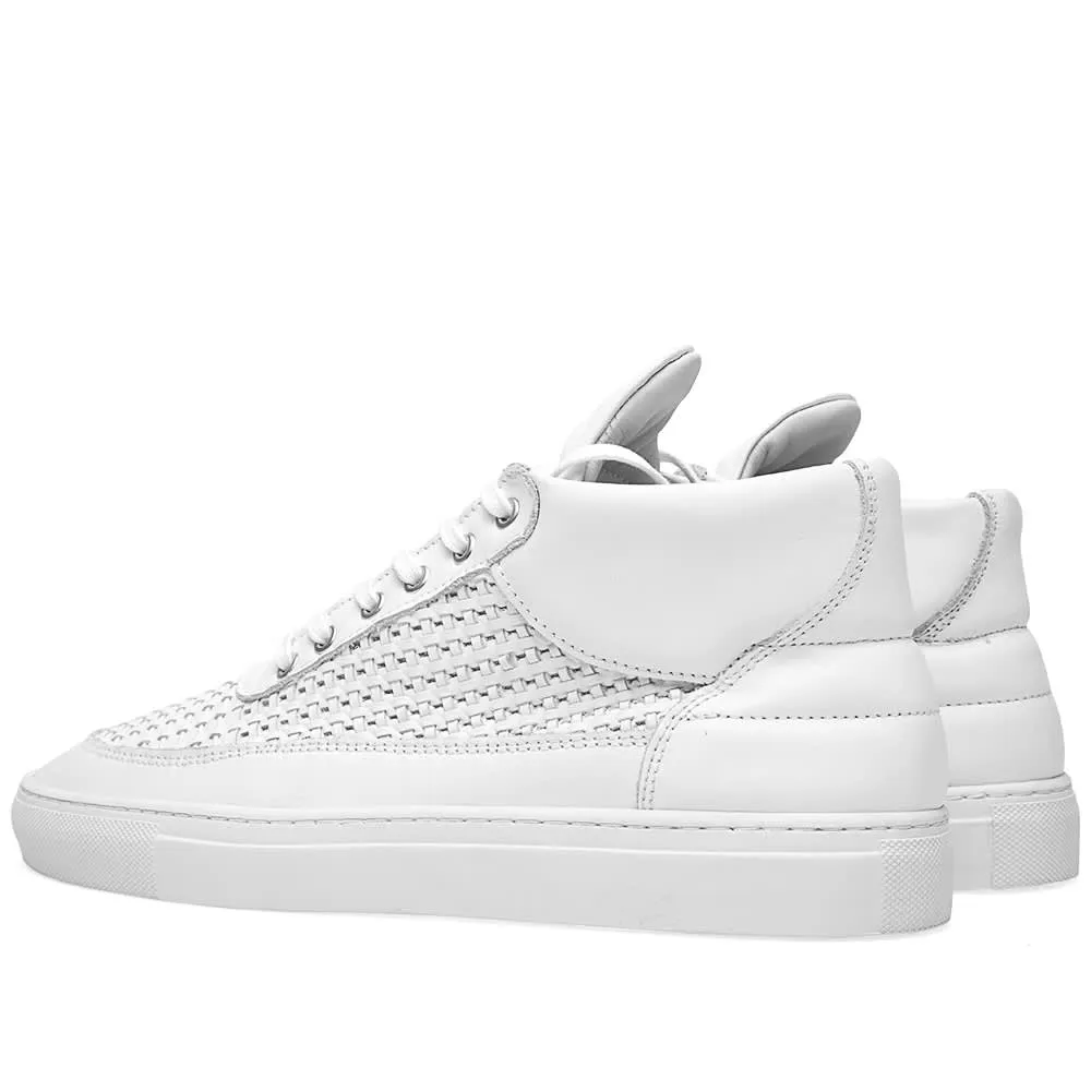 White woven Filling Pieces mid top sneaker