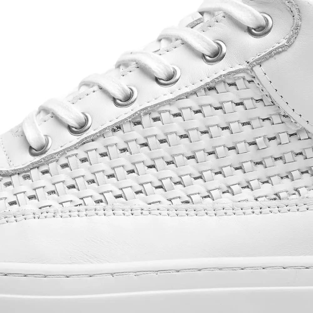 White woven Filling Pieces mid top sneaker