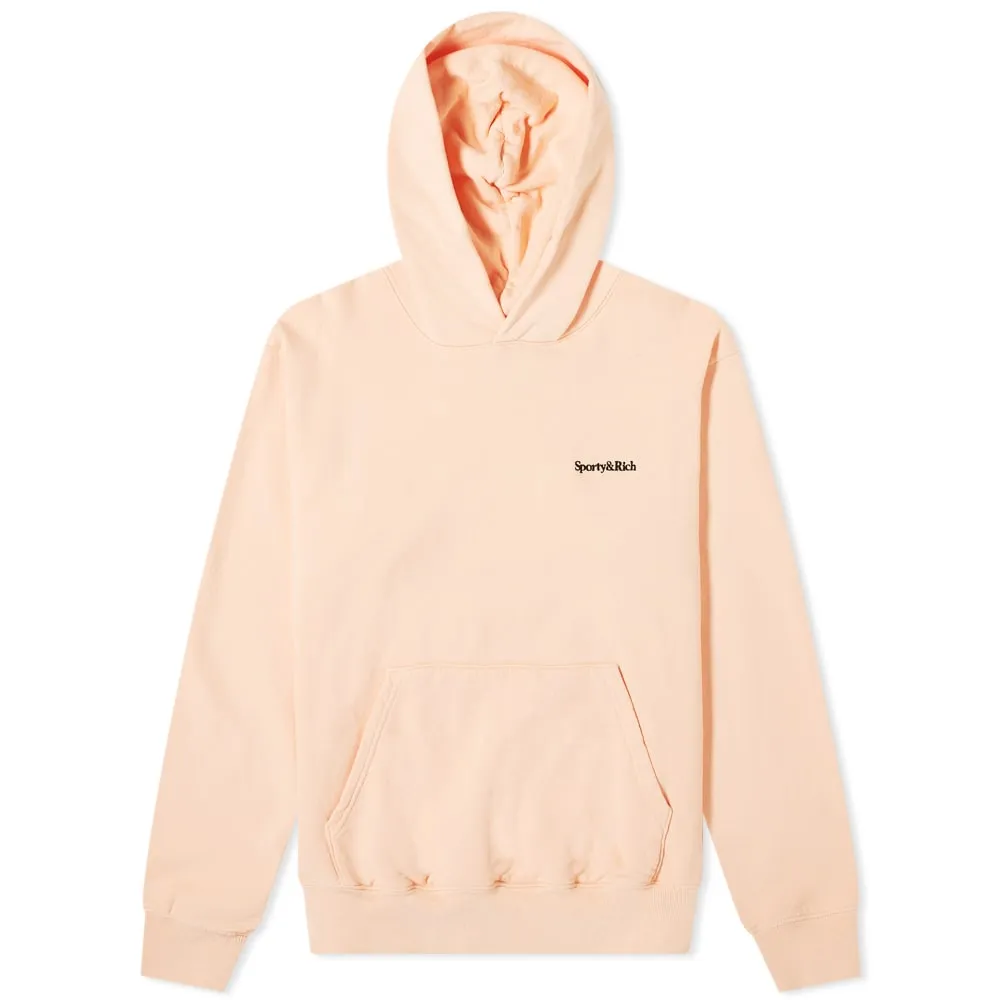 Peach and Black Sporty & Rich Serif Logo Hoodie