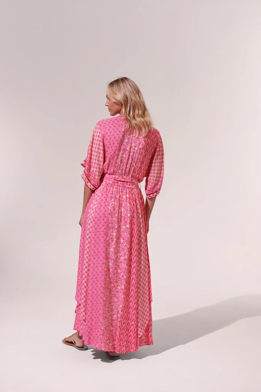 Pink Batik Stripe Long Dress by Poupette St. Barth