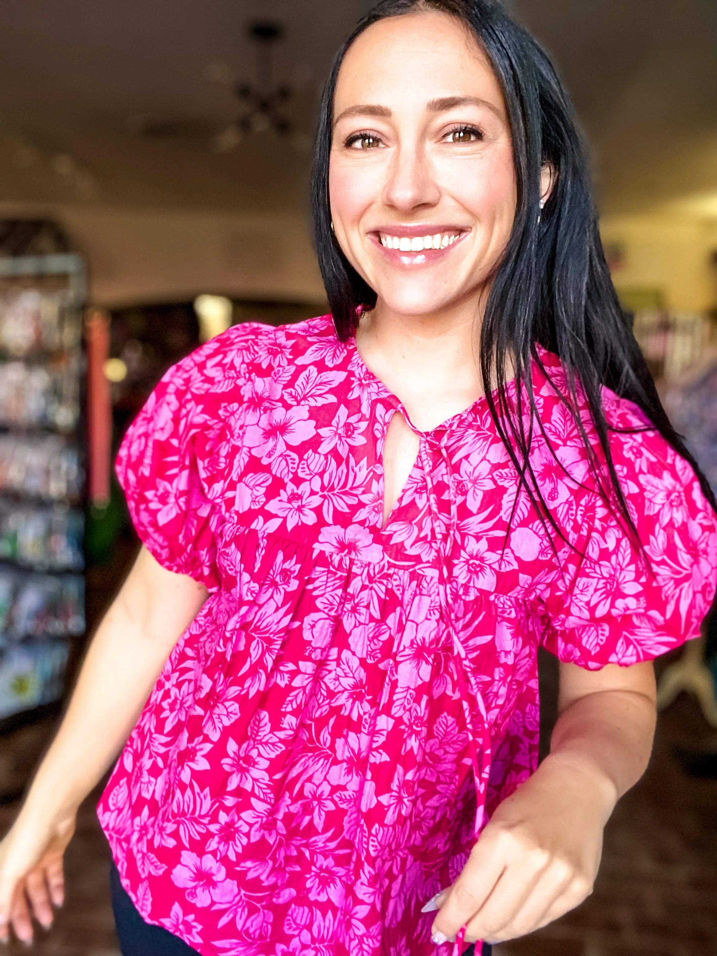 Pink Puff Sleeve Top