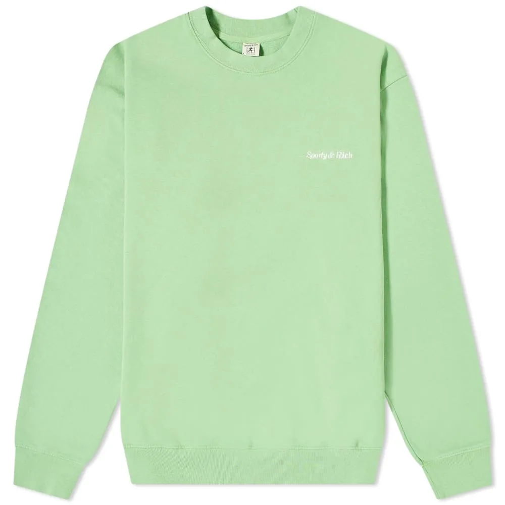 Pistachio and White Sporty & Rich Classic Logo Crew Sweat