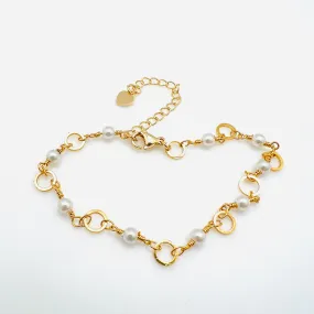 Brass Faux Pearl Coated Bracelet