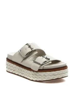 Platform Slide Sandals with Double Buckles