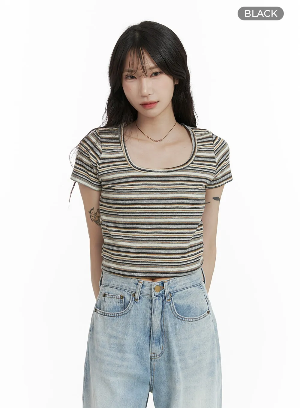 Striped Cropped Tee